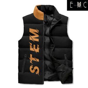 New E=M/C2 Black Hole Orange Unisex Lightweight Stand Collar Zip Up Puffer Vest